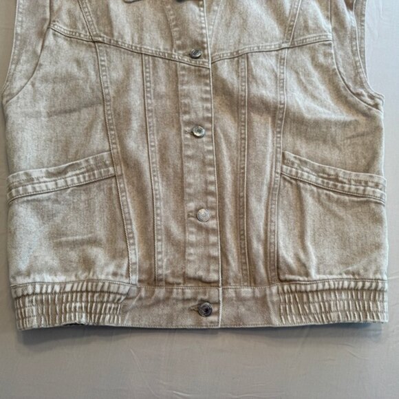 Elan Beige Wash Denim Jean button up Vest - Picture 11 of 13